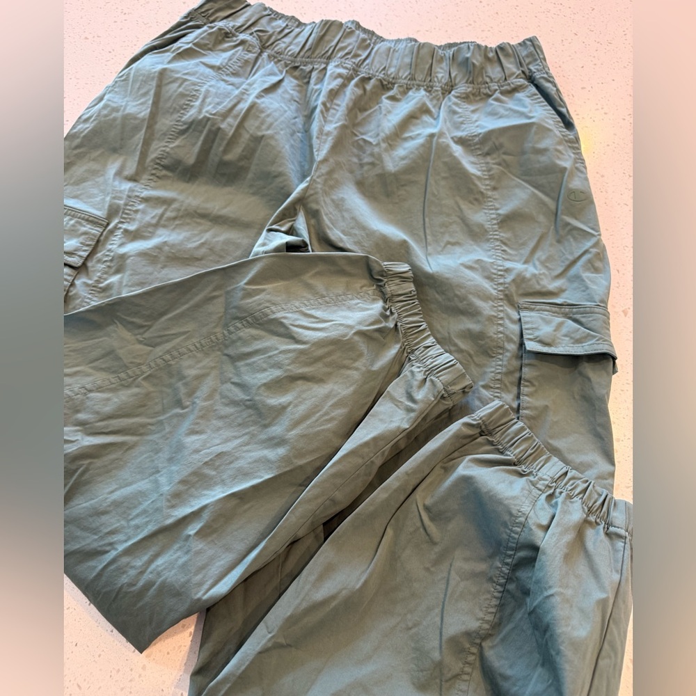 XL Mens Champion Green Cargo Pants Elastic Pockets Clothes Stretch